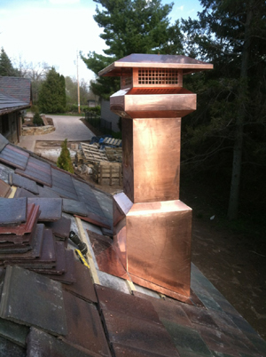 art deco copper chimney pot
