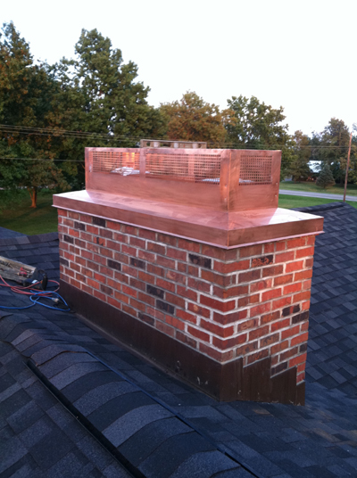 copper chimney cap install